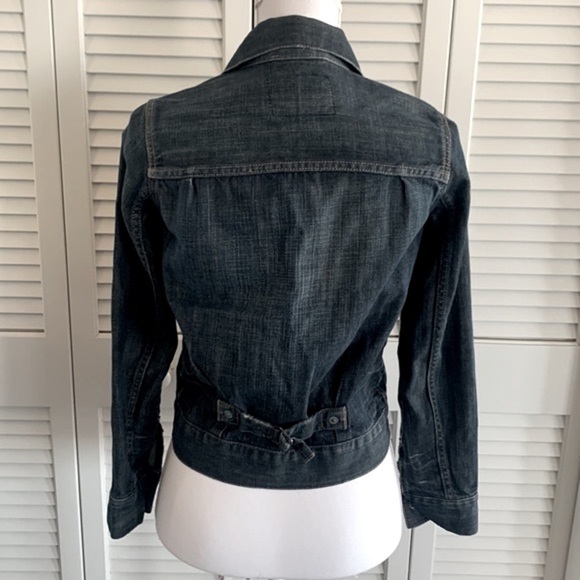 Levi’s Redloop Indigo Wash Jean Jacket Pleated Front Aqua Washed Buttons Size M - Picture 3 of 11